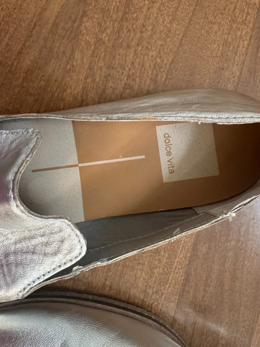 Dolce Vita Leather Loafers in Silver Metallic